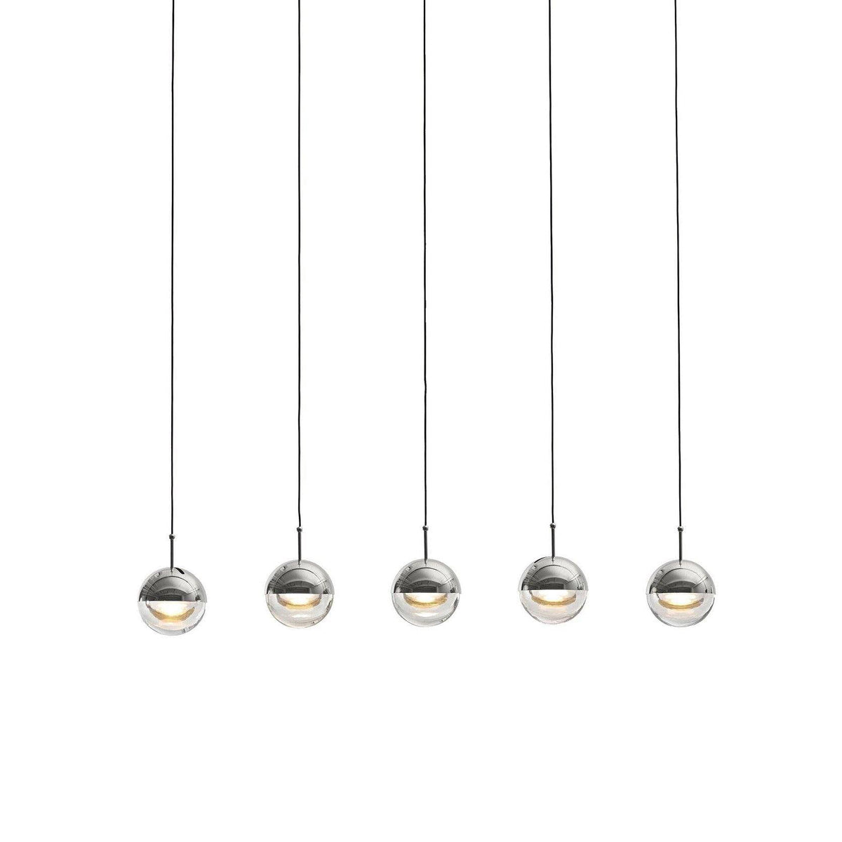 Zaneth minimalistisk pendellampe i stål og glas med flere ophæng til trappe