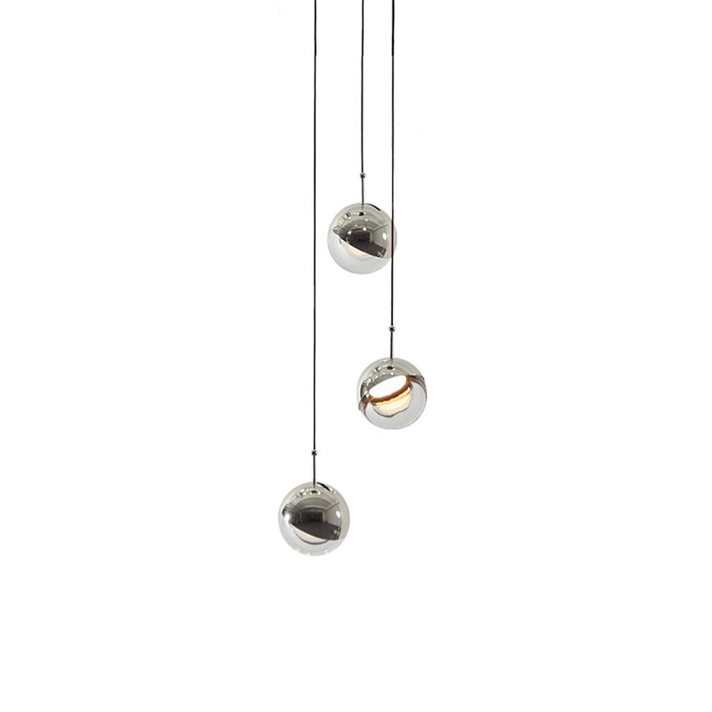 Zaneth minimalistisk pendellampe i stål og glas med flere ophæng til trappe