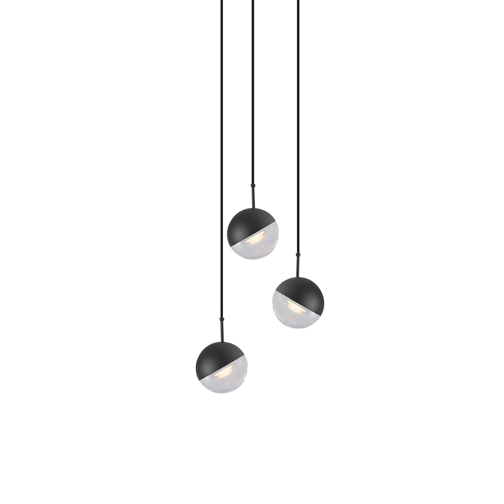 Zaneth minimalistisk pendellampe i stål og glas med flere ophæng til trappe