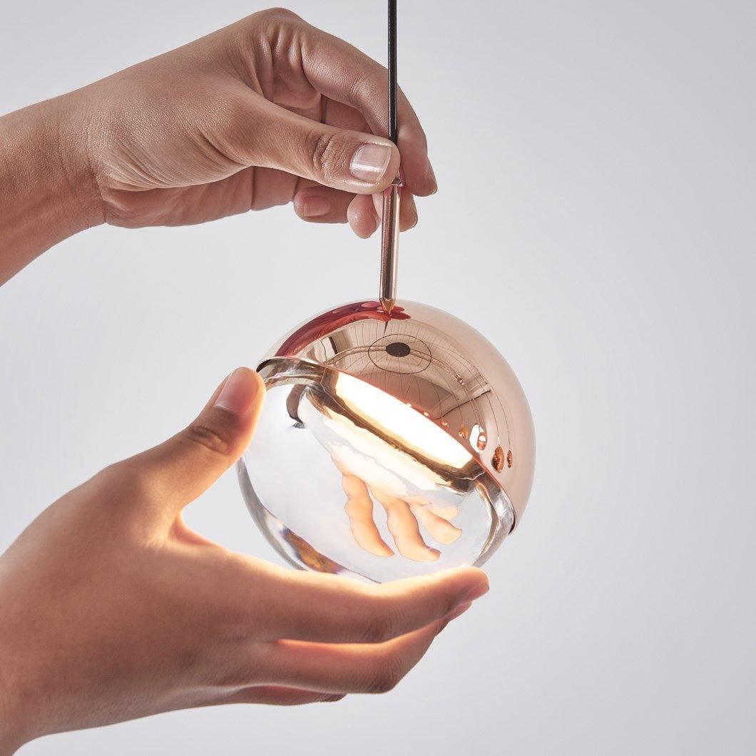 Zaneth minimalistisk pendellampe i stål og glas med flere ophæng til trappe