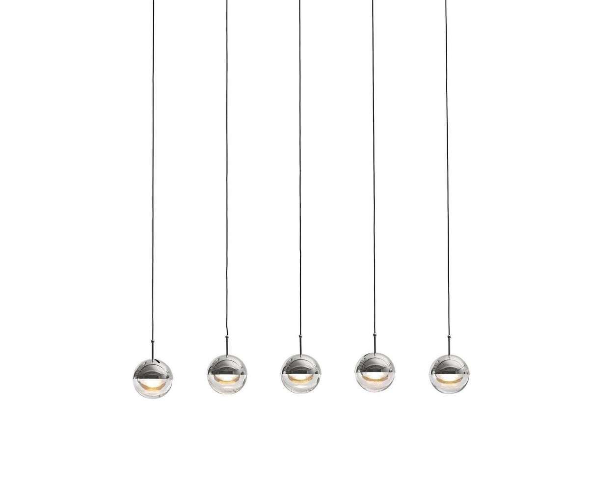 Zaneth minimalistisk pendellampe i stål og glas med flere ophæng til trappe