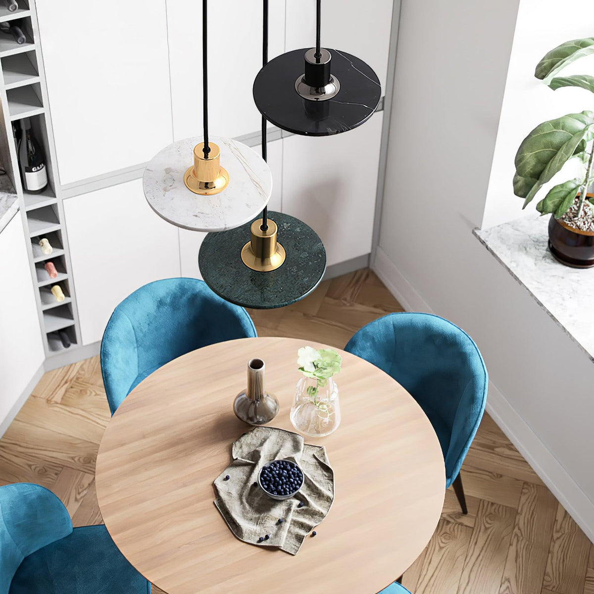 Bram modern pendellampa i marmor med dubbel cirkel