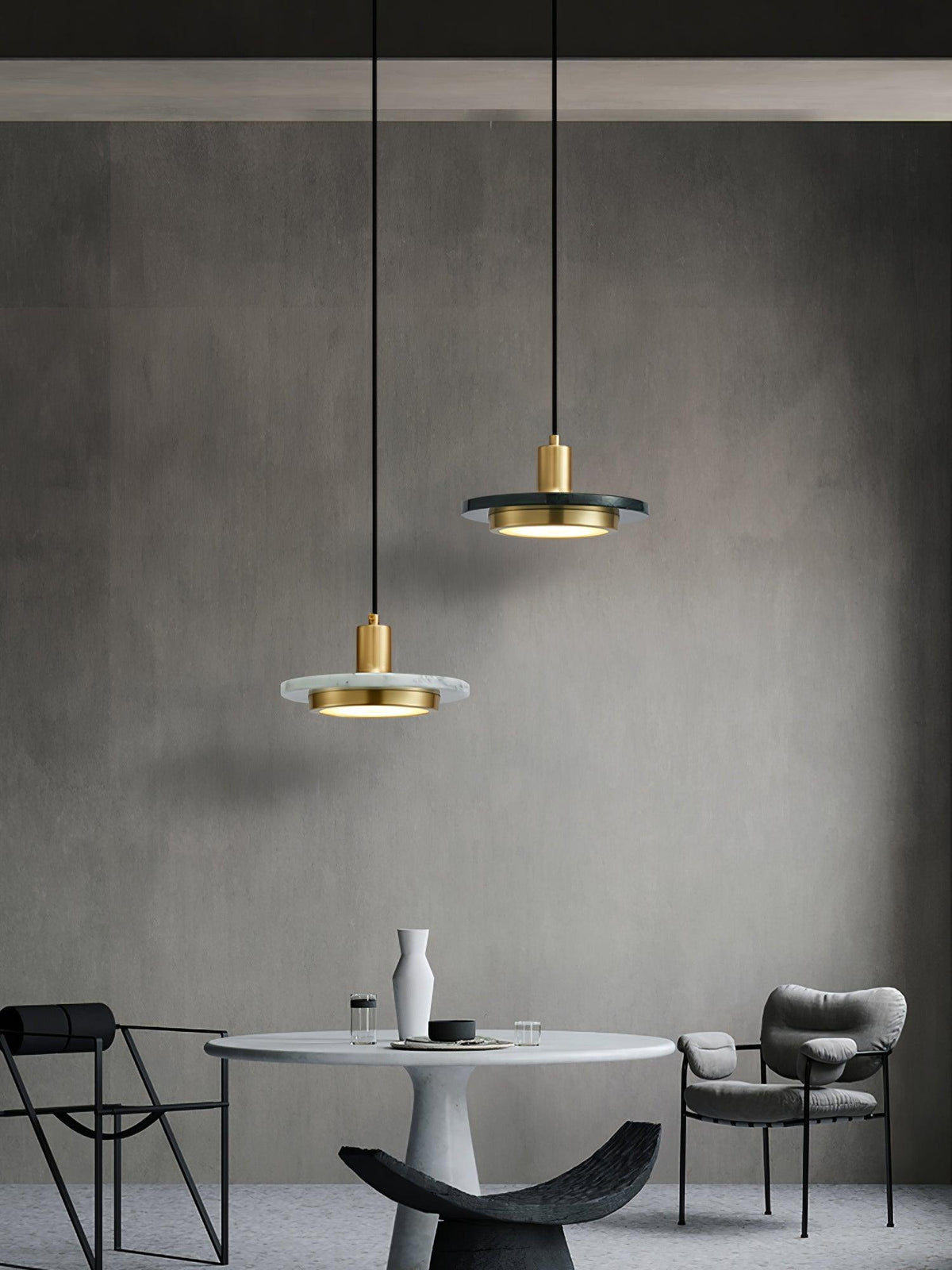 Bram modern pendellampa i marmor med dubbel cirkel
