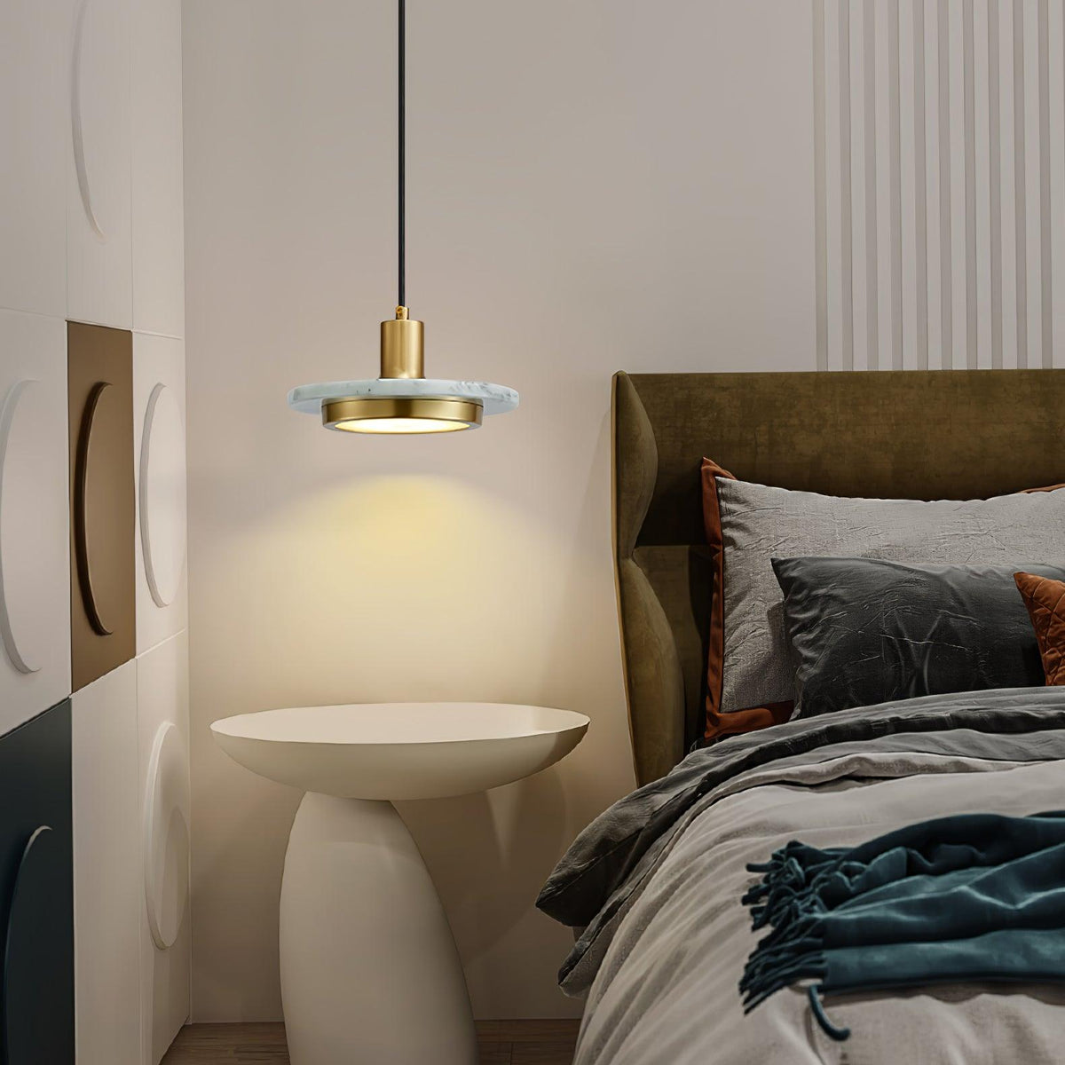 Bram modern pendellampa i marmor med dubbel cirkel