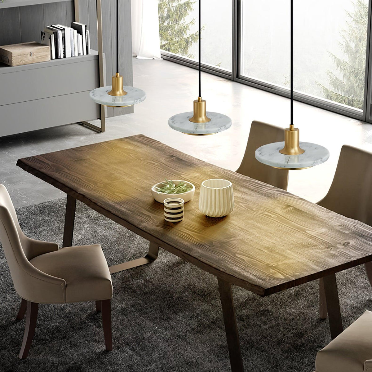 Bram modern pendellampa i marmor med dubbel cirkel