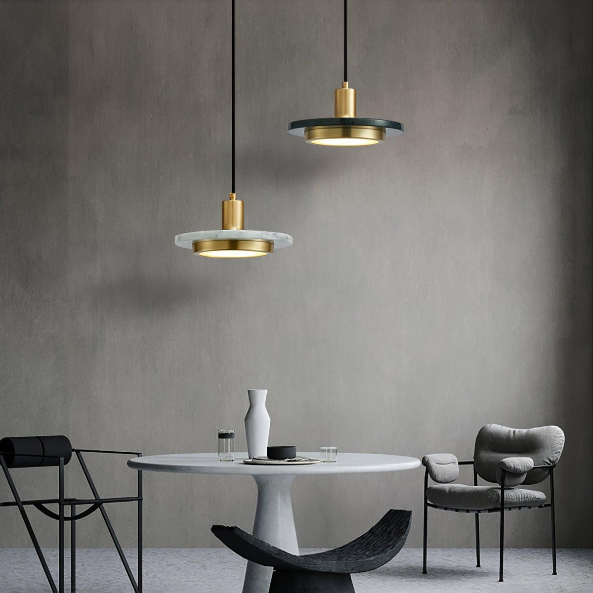 Bram modern pendellampa i marmor med dubbel cirkel