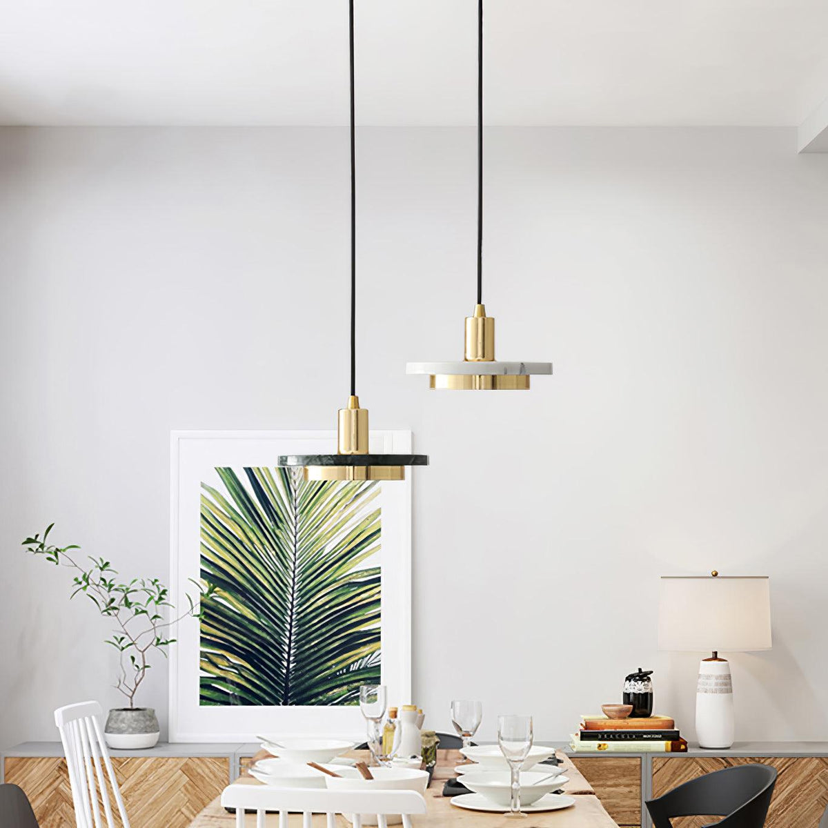 Bram modern pendellampa i marmor med dubbel cirkel