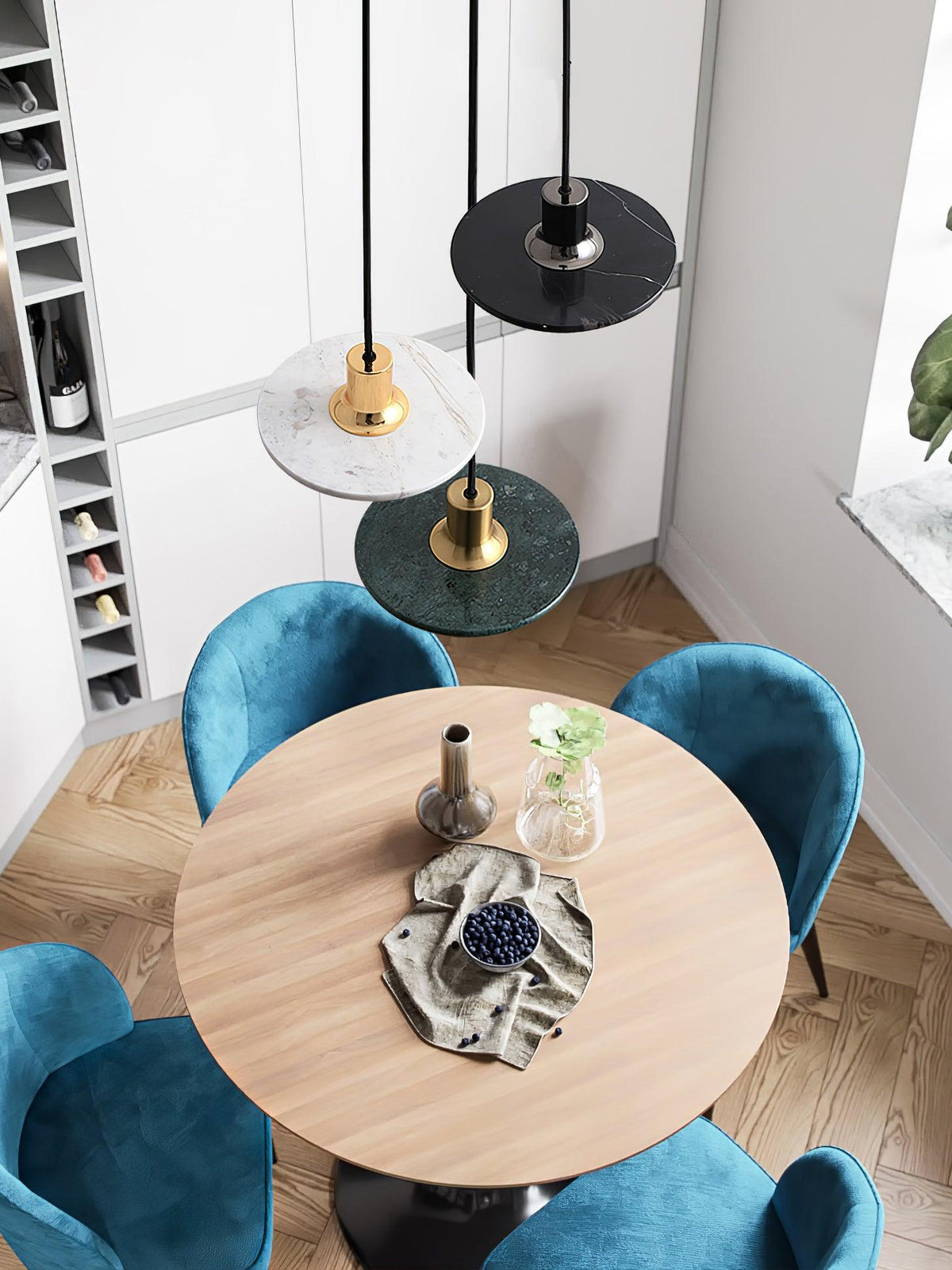 Bram modern pendellampa i marmor med dubbel cirkel
