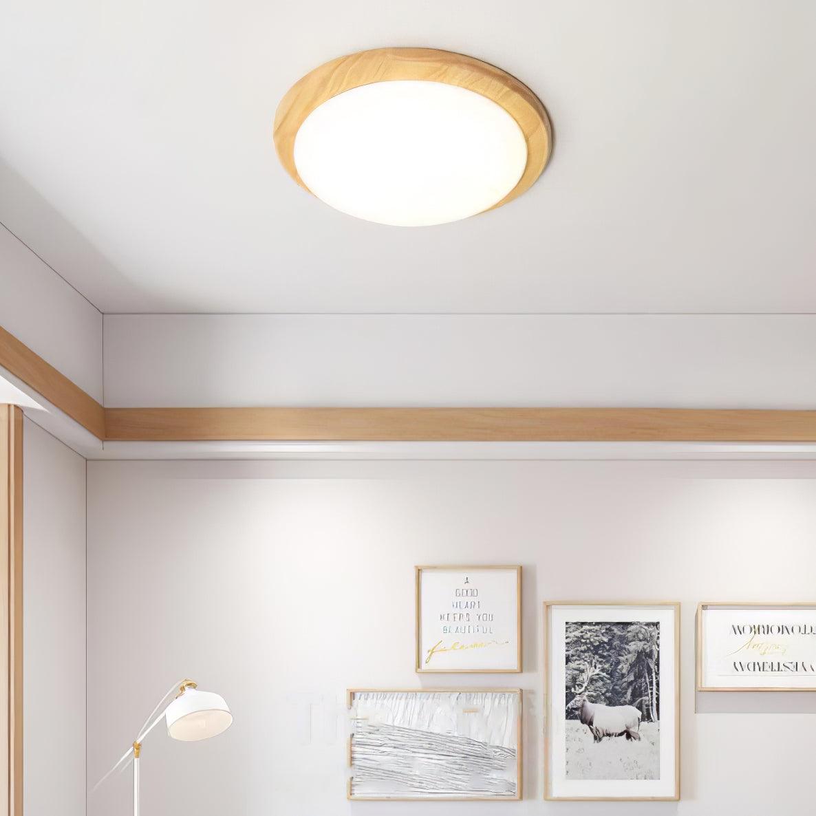 Myshae moderne minimalistisk trommeloftslampe i træ