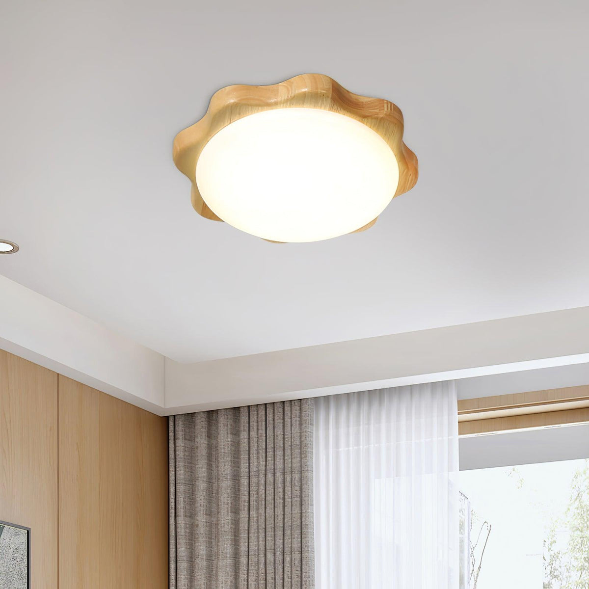 Myshae moderne minimalistisk trommeloftslampe i træ