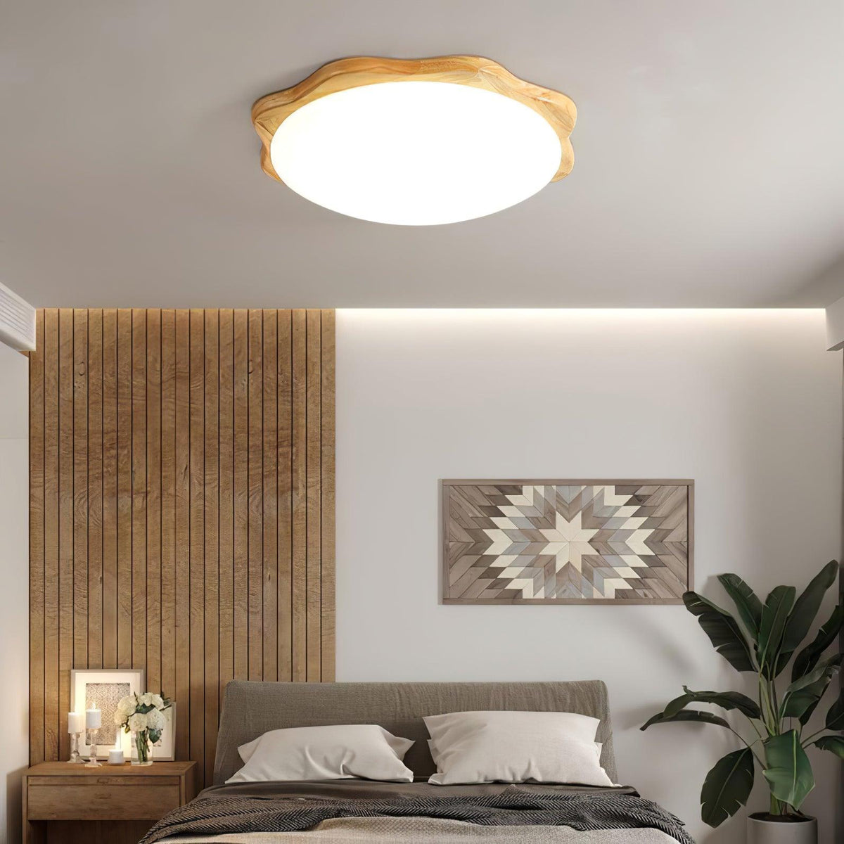 Myshae moderne minimalistisk trommeloftslampe i træ