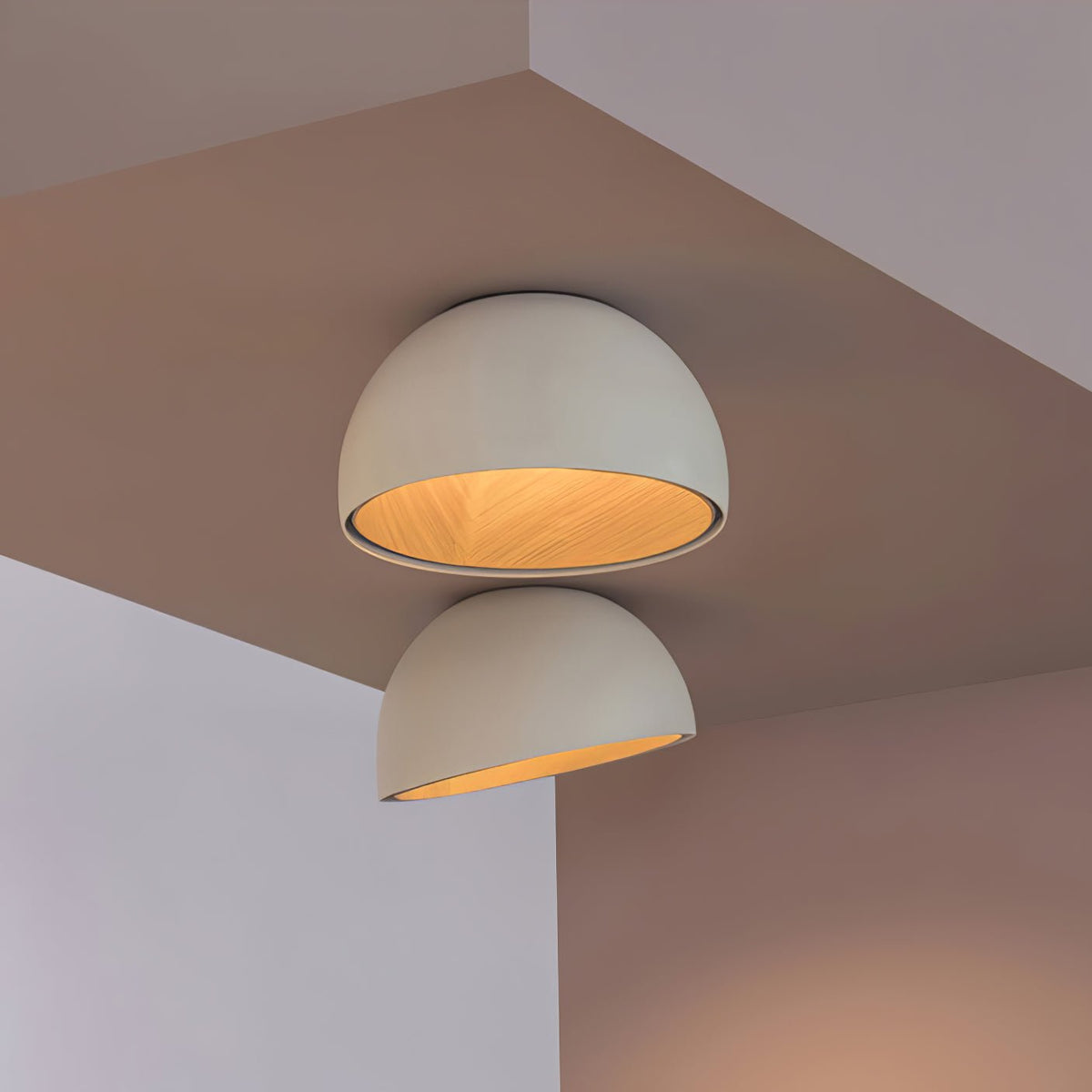 Coda loftlampe med kuppel i træ, minimalistisk