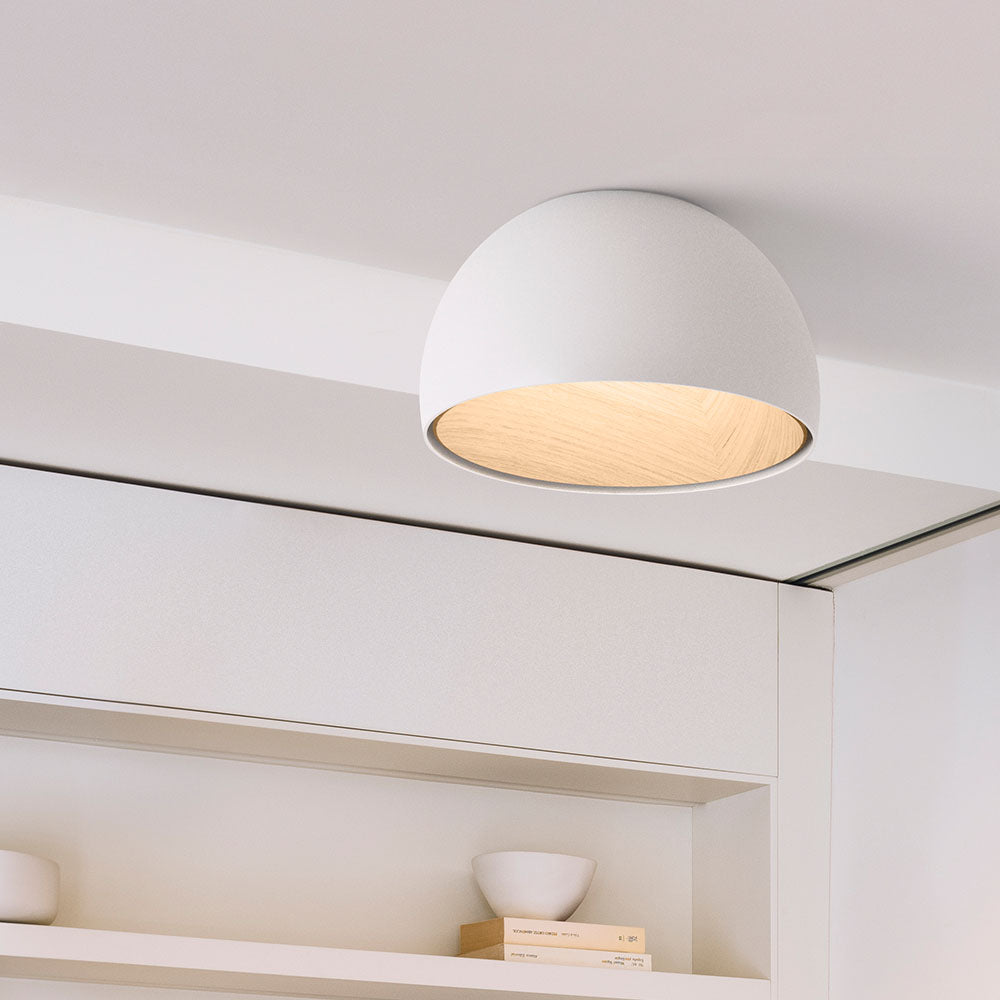 Coda loftlampe med kuppel i træ, minimalistisk