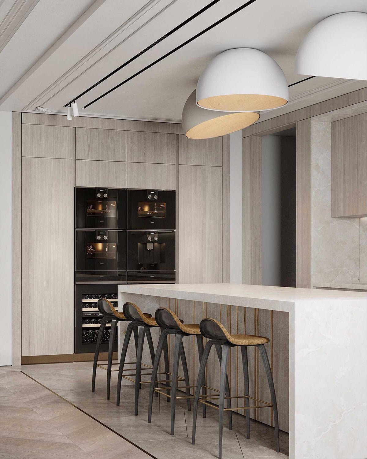 Coda loftlampe med kuppel i træ, minimalistisk