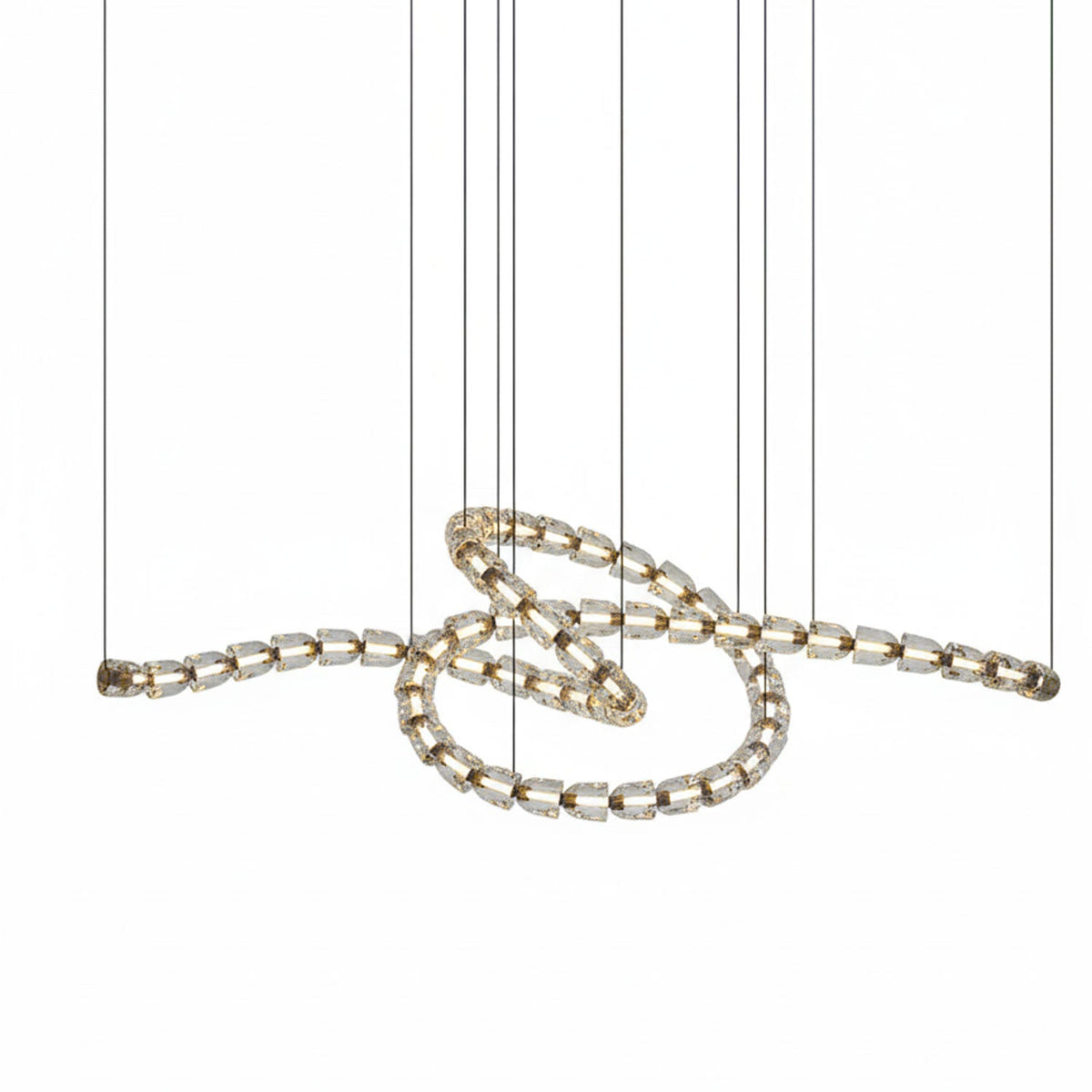Candeeiro de teto de cristal dourado Nexus