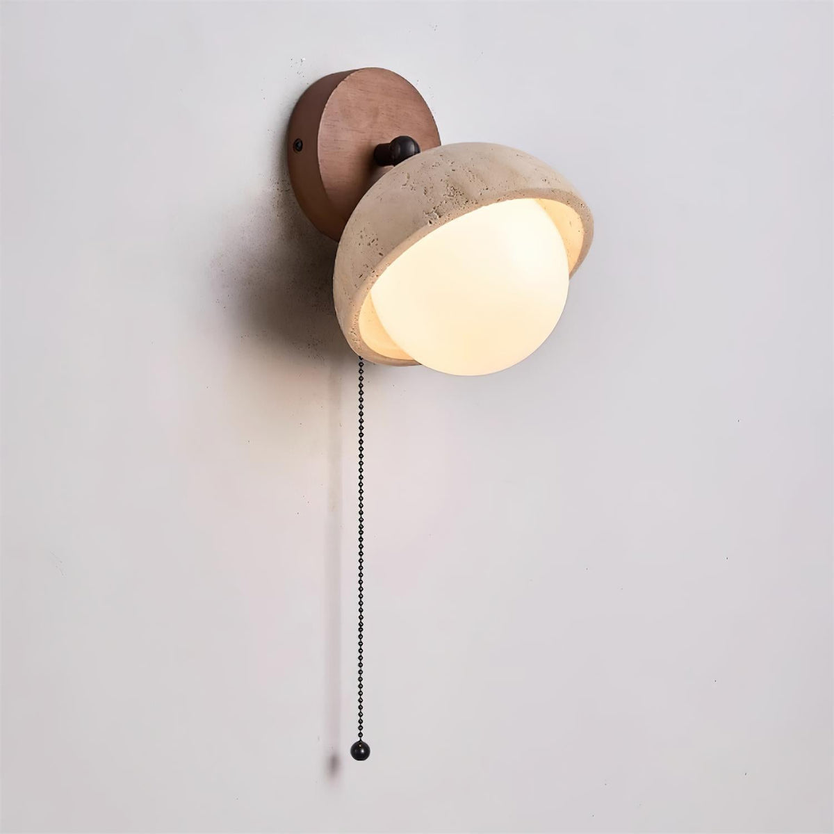 Candeeiro de parede Eala em travertino e madeira, minimalista e moderno