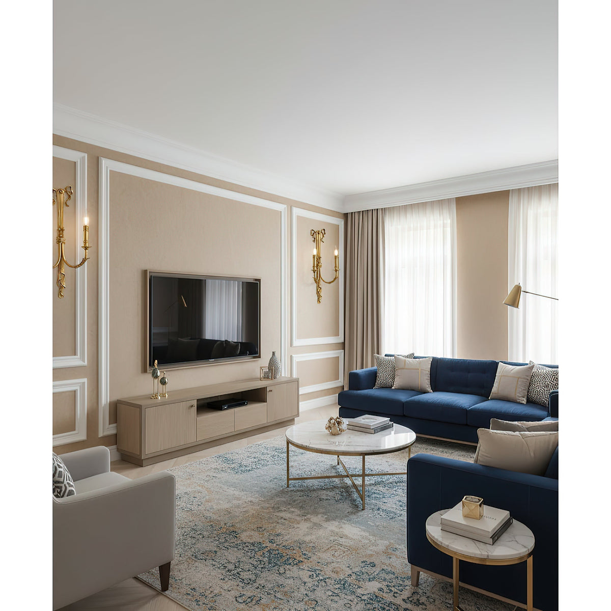 Oriaielle-væglampe i messing