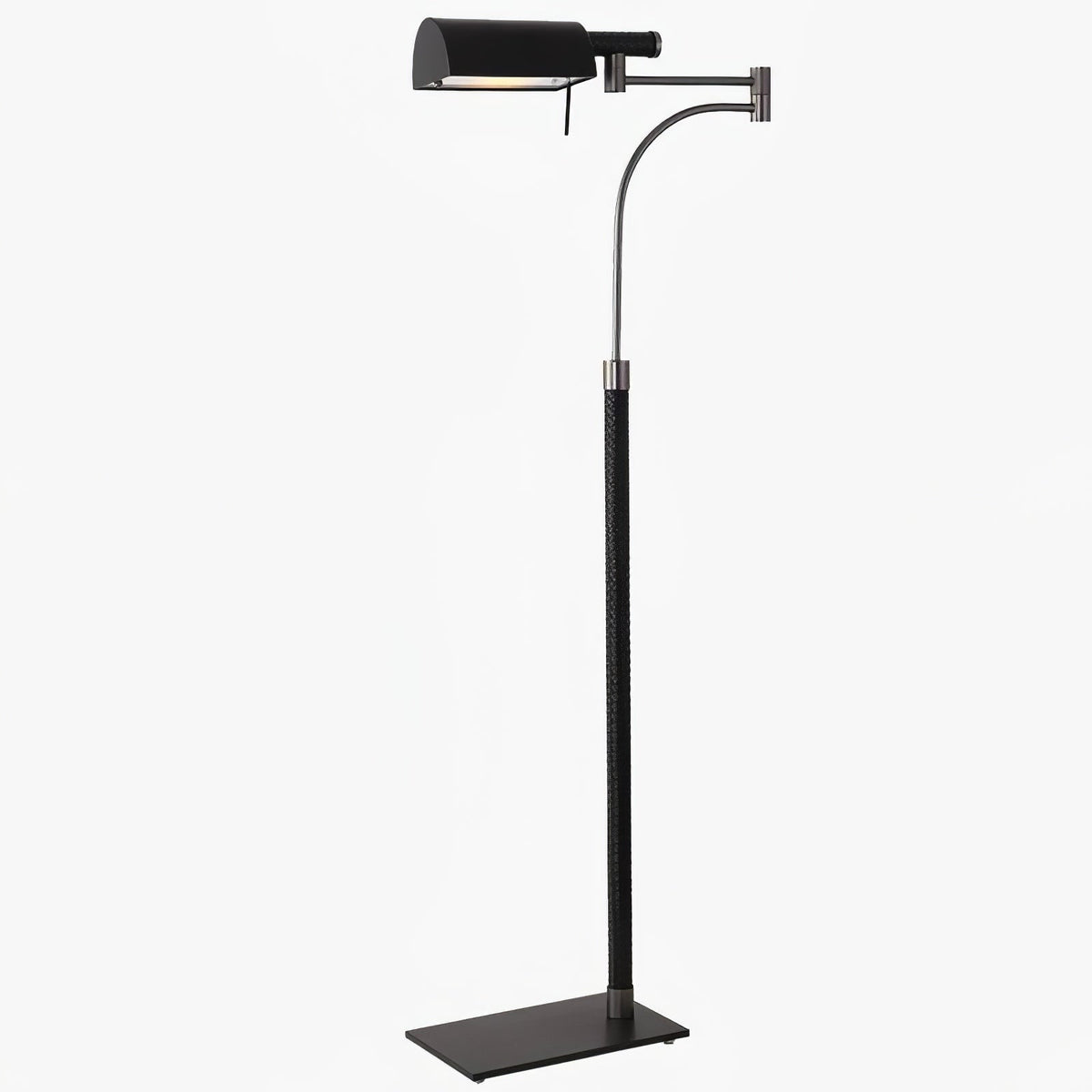 Bane svart golvlampa i läder