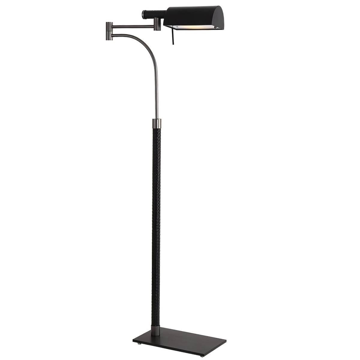 Bane svart golvlampa i läder