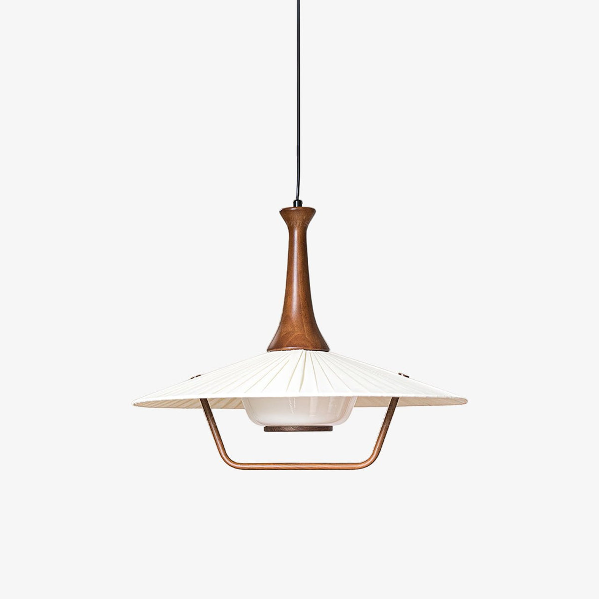 Candeeiro suspenso Mydorisra Traditional Classic em tecido e madeira