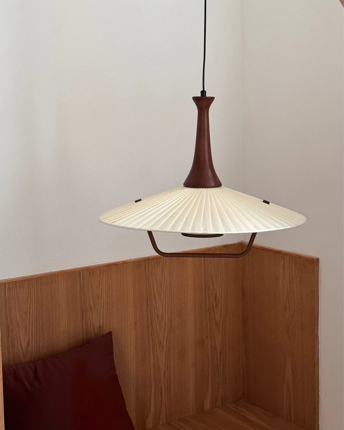 Candeeiro suspenso Mydorisra Traditional Classic em tecido e madeira