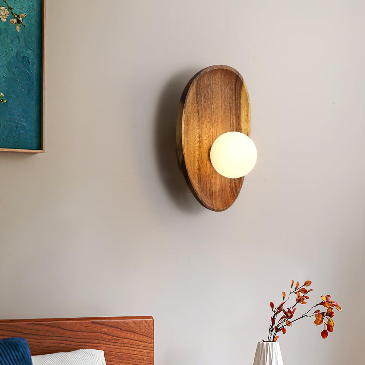 Sylaise moderne minimalistisk væglampe i træ og glas