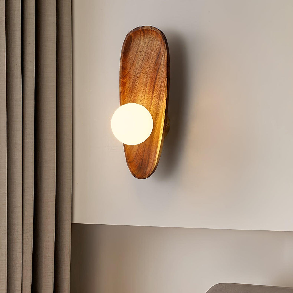 Sylaise moderne minimalistisk væglampe i træ og glas