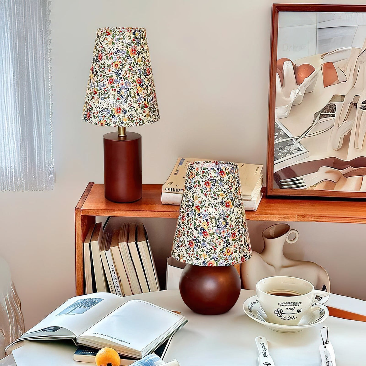 Elvivelia vintage bordlampe i træ