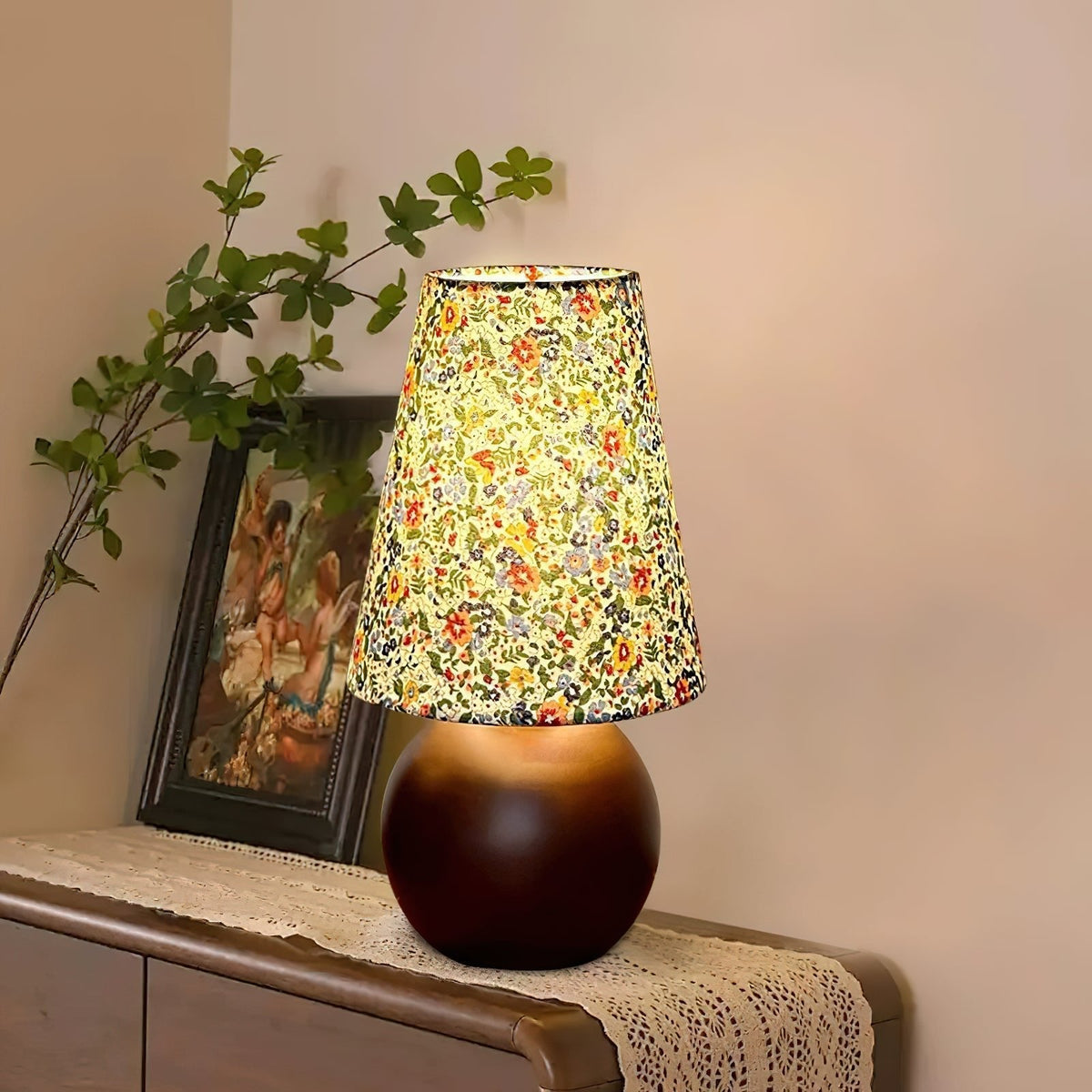 Elvivelia vintage bordlampe i træ