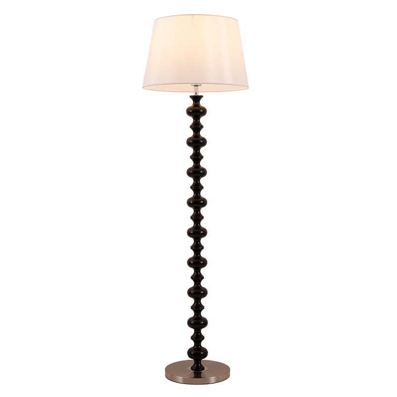 Rildes gulvlampe i træ og stof