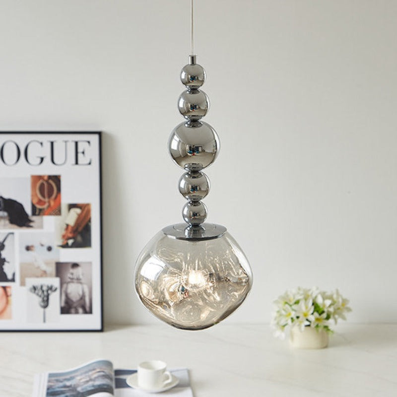 Valentina retro LED-pendellampe i forkromet metal, soveværelse