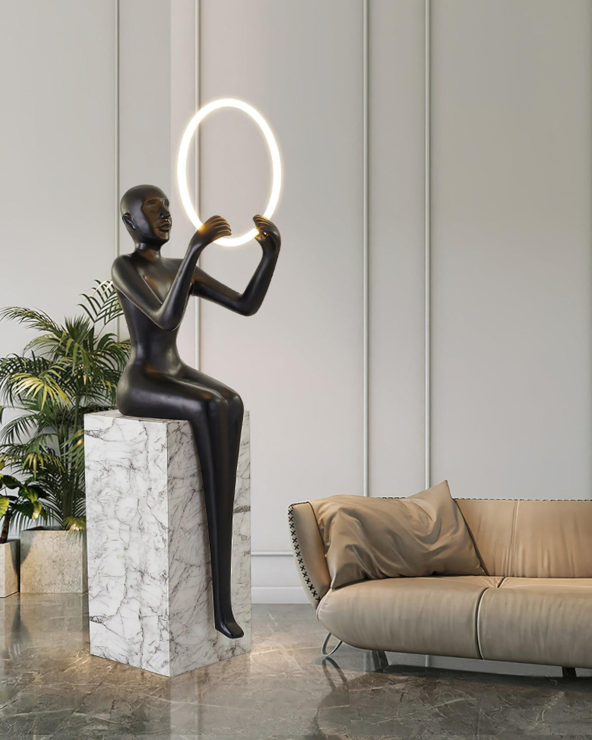 Orelaielle Skulpturel sort gulvlampe