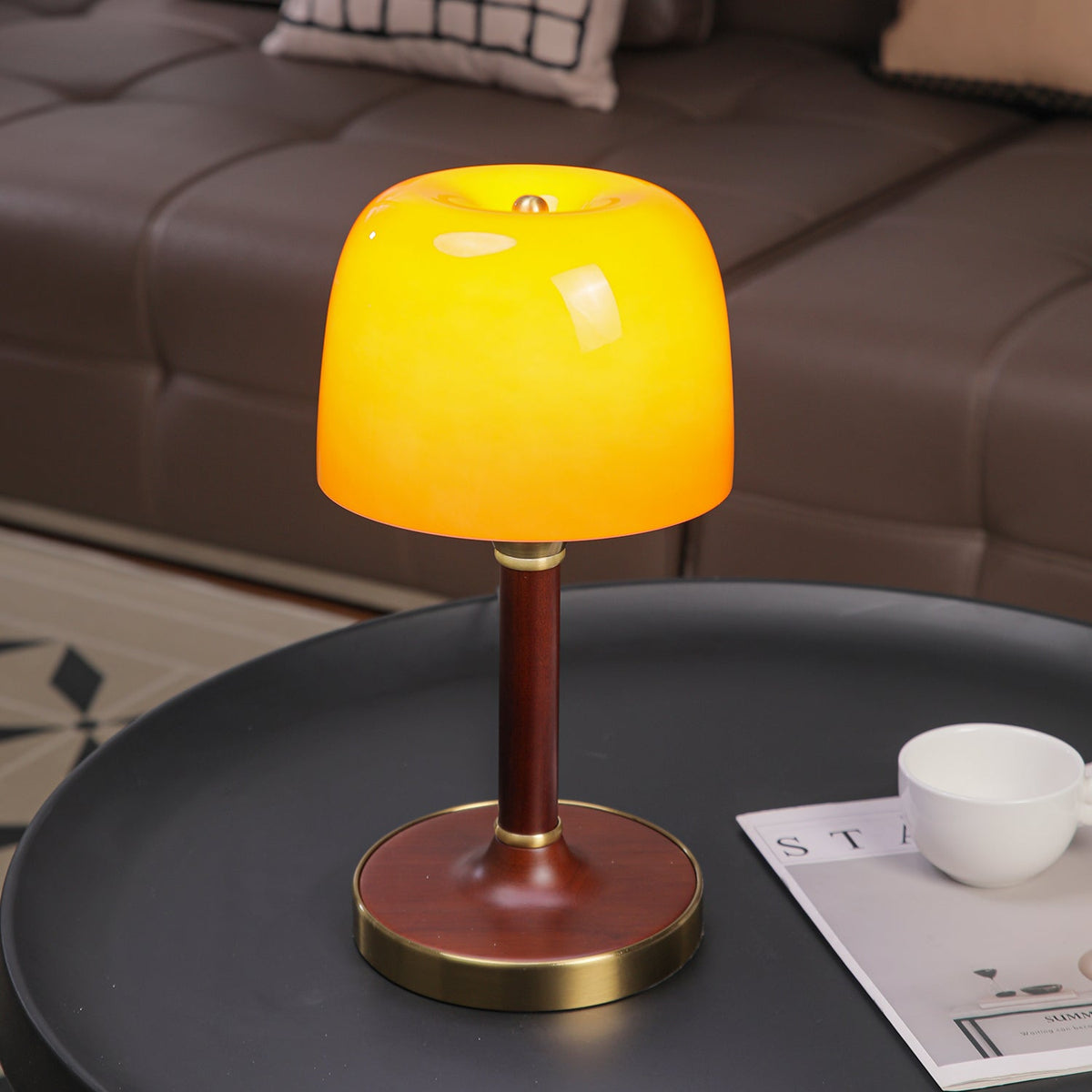 Candeeiro de mesa retro em madeira Rinariella