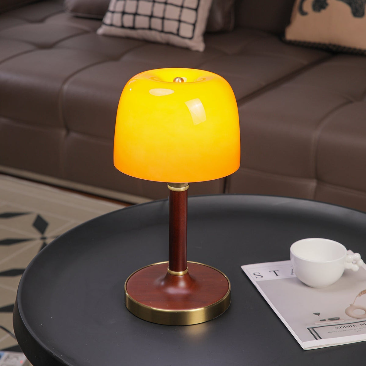 Candeeiro de mesa retro em madeira Rinariella