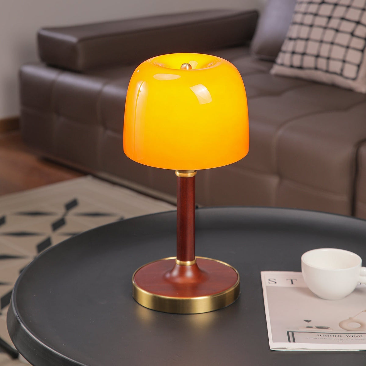 Candeeiro de mesa retro em madeira Rinariella