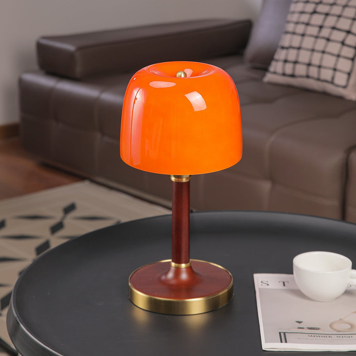 Candeeiro de mesa retro em madeira Rinariella