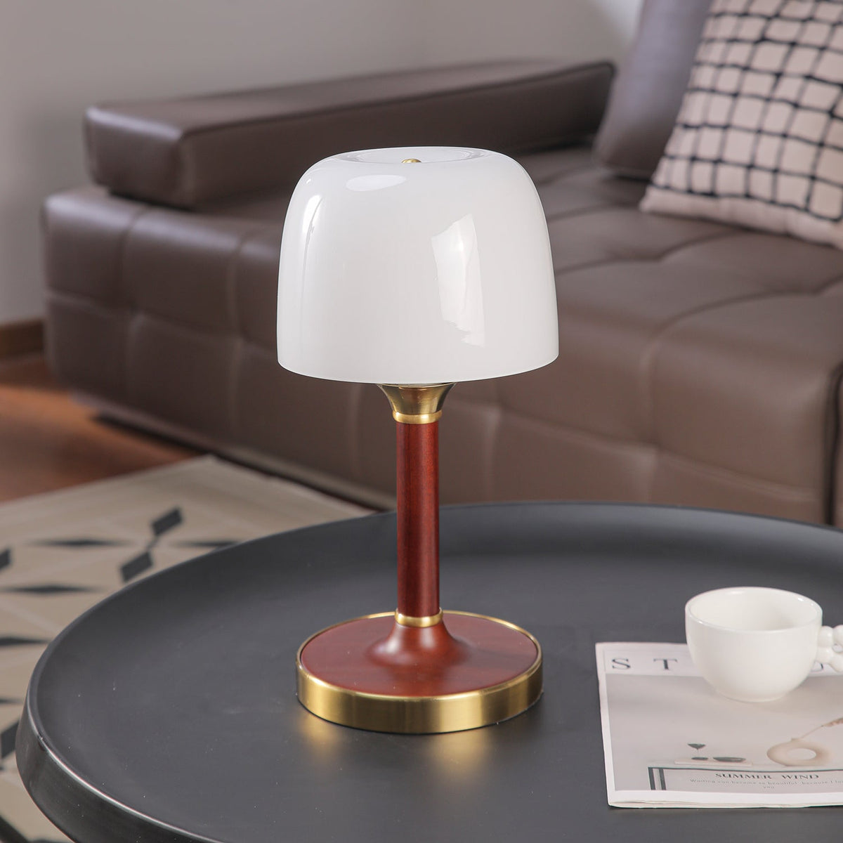 Candeeiro de mesa retro em madeira Rinariella