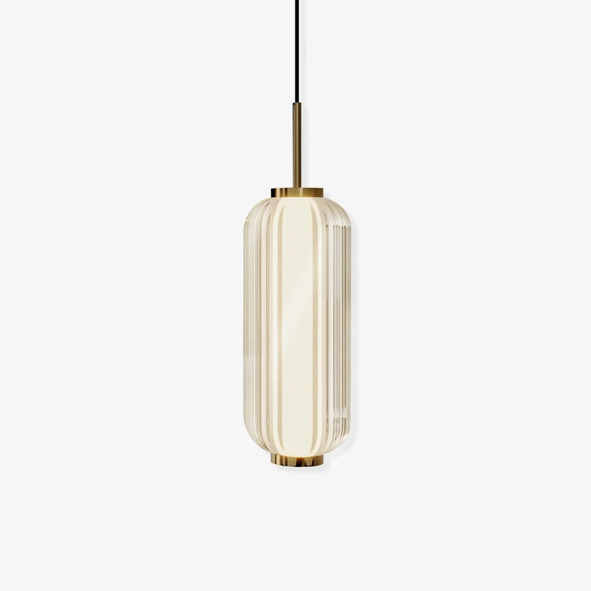 Cylindra moderne pendellampe i glas