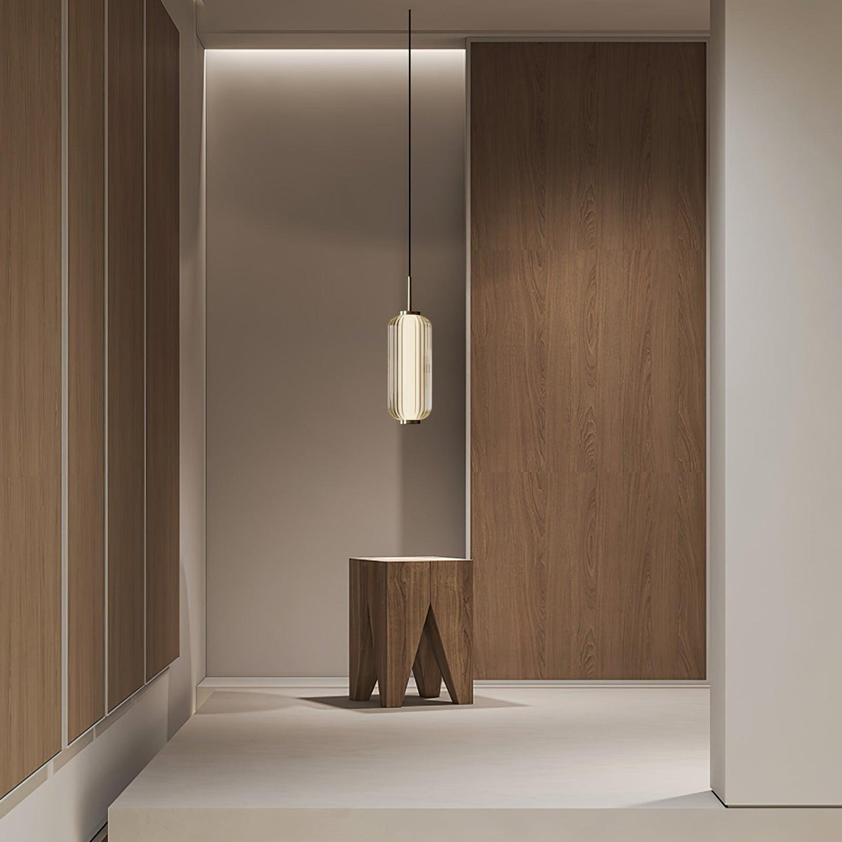 Cylindra moderne pendellampe i glas
