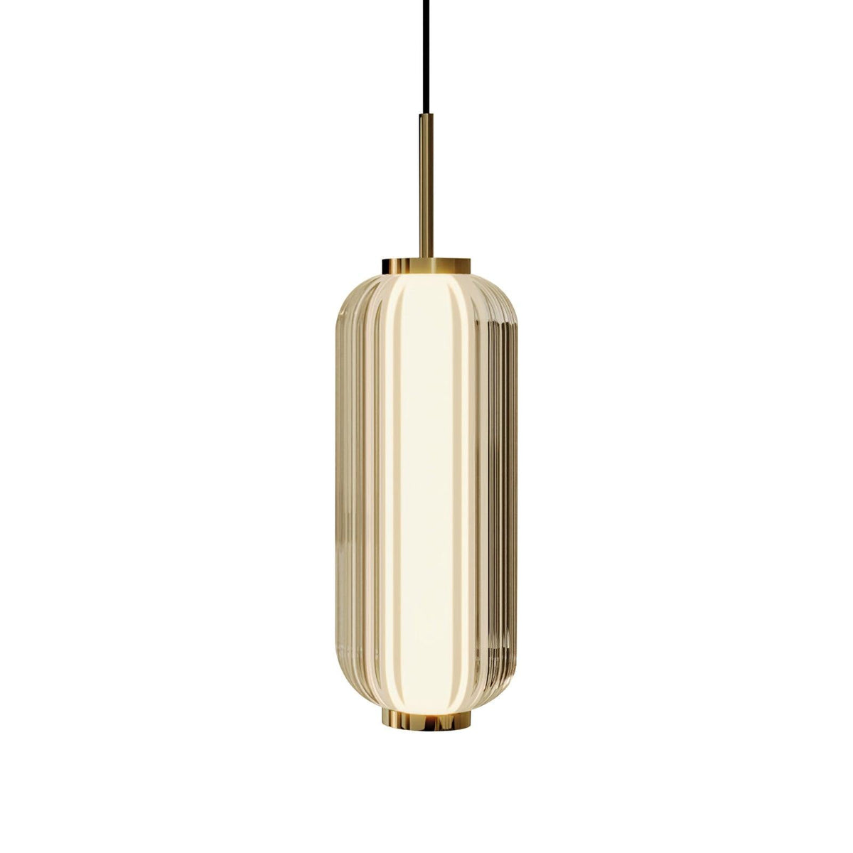 Cylindra moderne pendellampe i glas