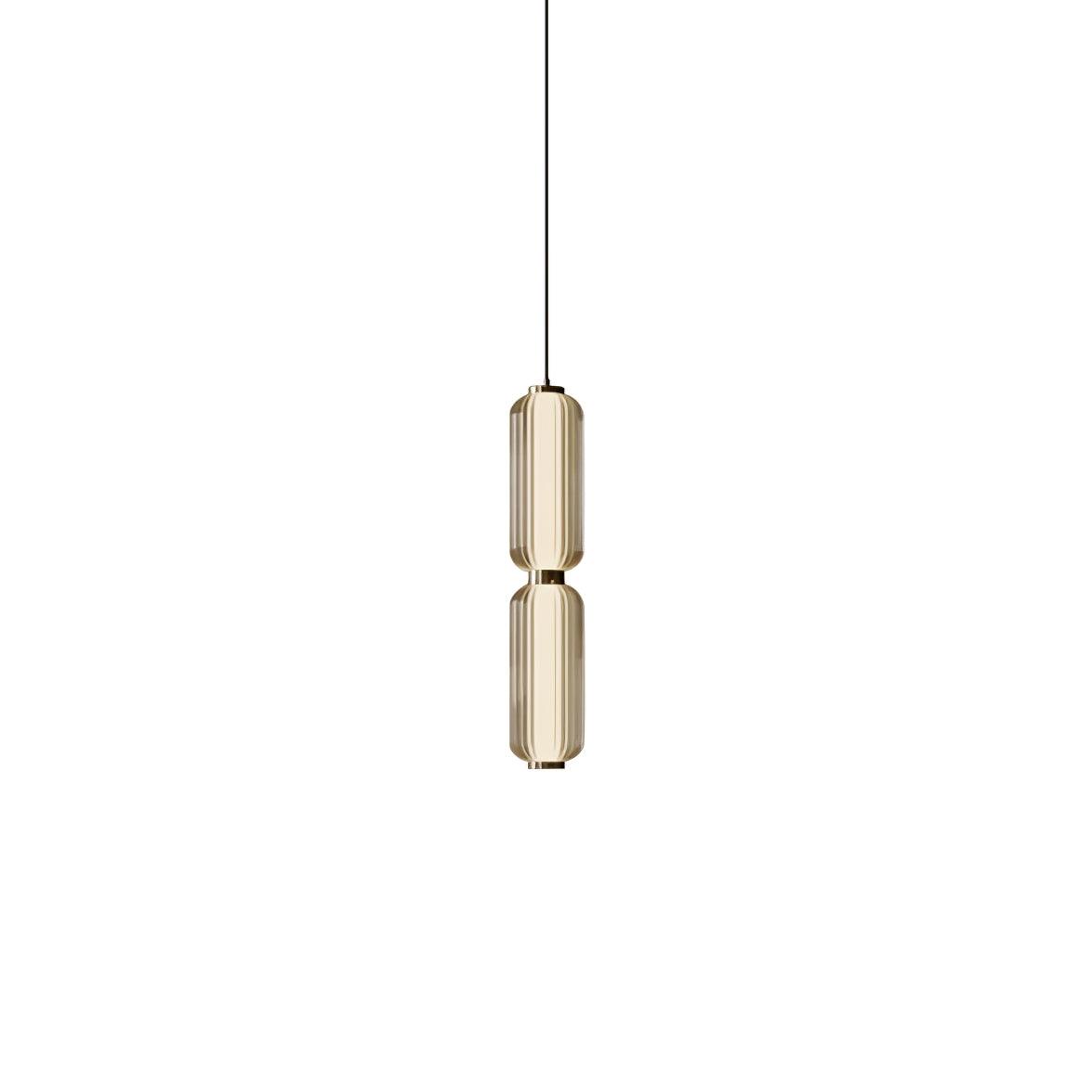 Cylindra moderne pendellampe i glas