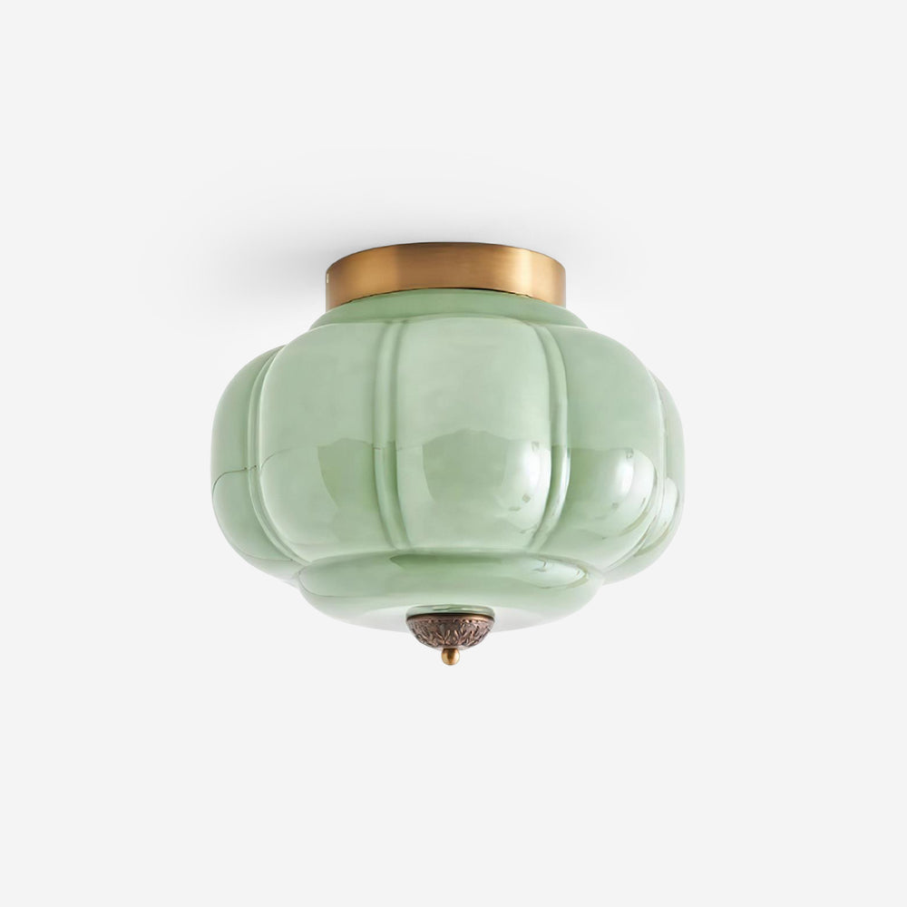 Selviro loftlampe, grønt glas, messing, klassisk