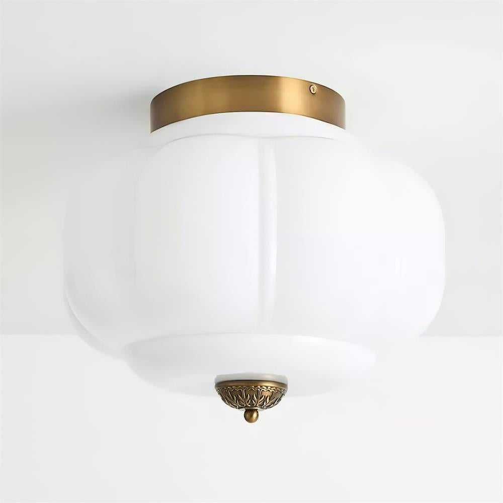 Selviro loftlampe, grønt glas, messing, klassisk