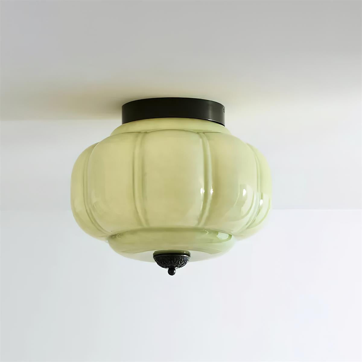 Selviro loftlampe, grønt glas, messing, klassisk