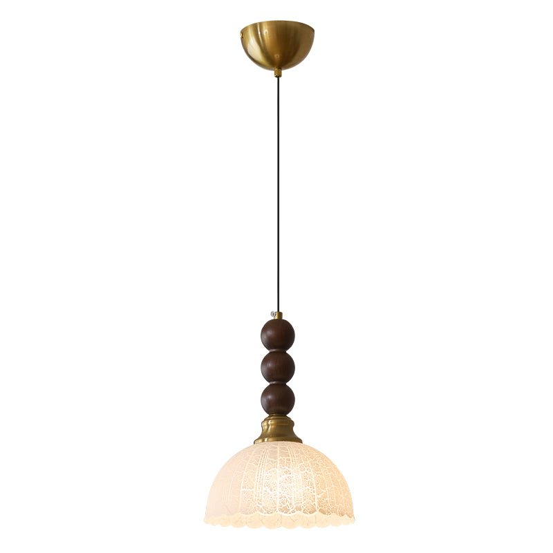 Candeeiro suspenso de tecido e madeira, tradicional, elegante e vintage, Avshaara