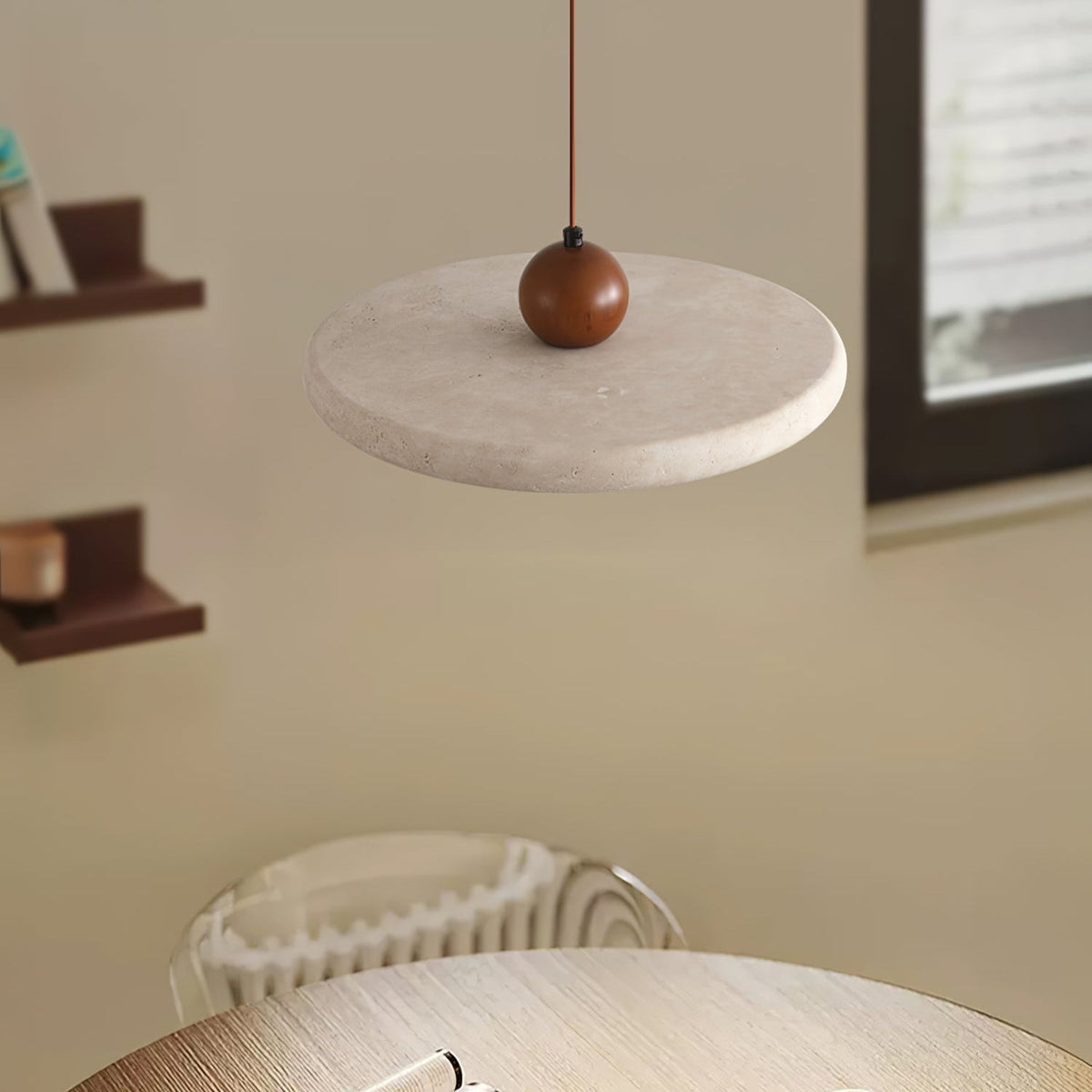 Valaielle-kiekko-pallomainen travertiiniriippuvalaisin