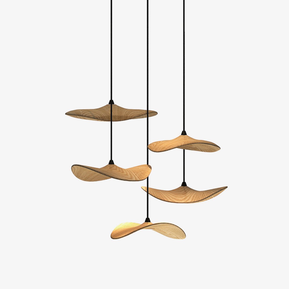 Candeeiro de lustre moderno minimalista em madeira, folha vazada Abbott
