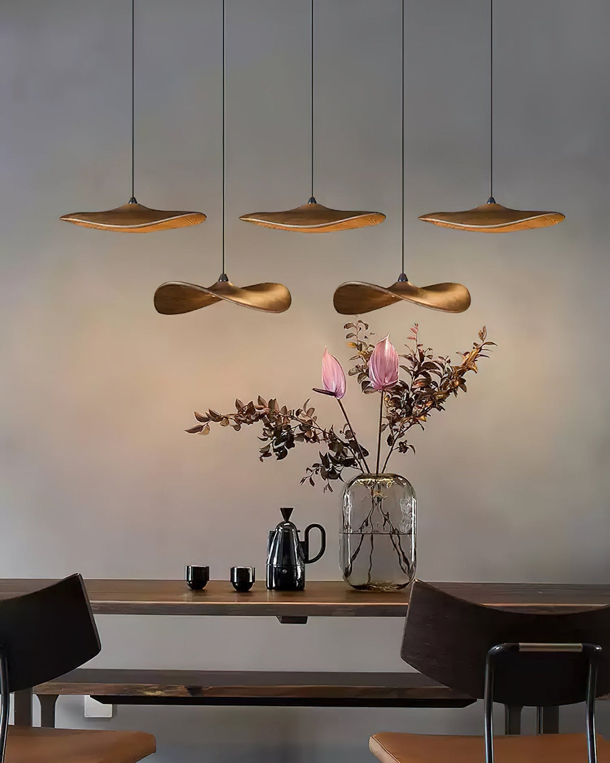 Candeeiro de lustre moderno minimalista em madeira, folha vazada Abbott