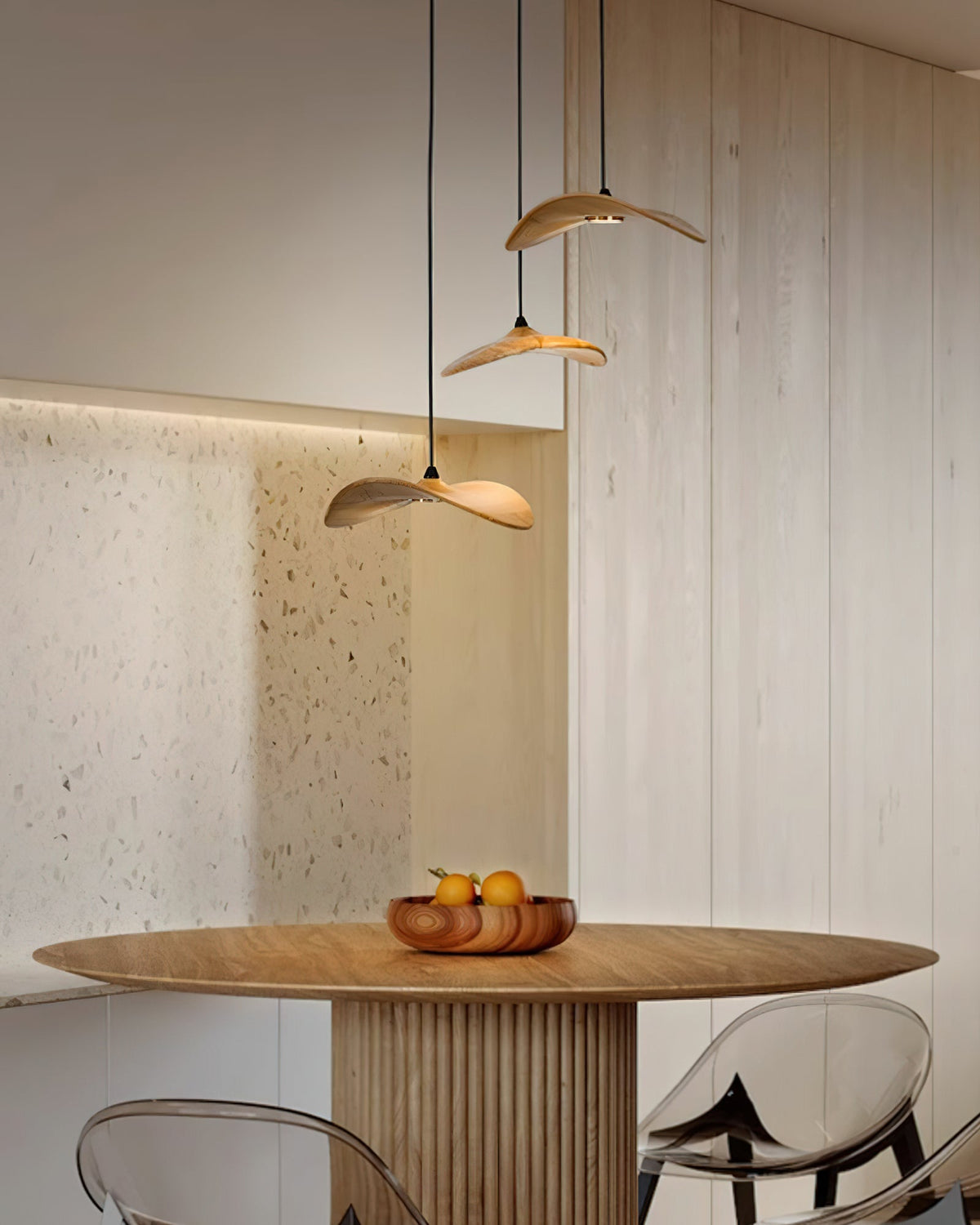 Candeeiro de lustre moderno minimalista em madeira, folha vazada Abbott