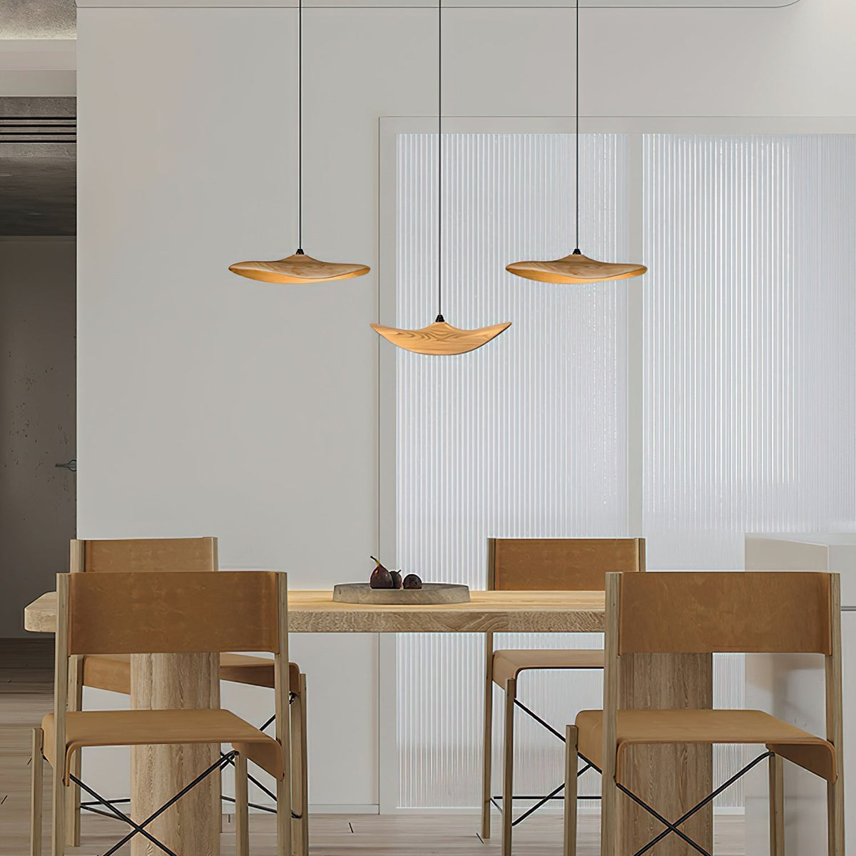 Candeeiro de lustre moderno minimalista em madeira, folha vazada Abbott
